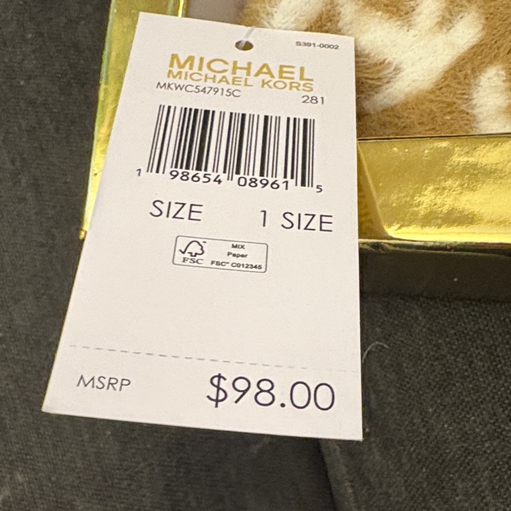 Michael Kors Tan & White MK Logo Hat and Scarf Gift Set - Picture 2 of 3